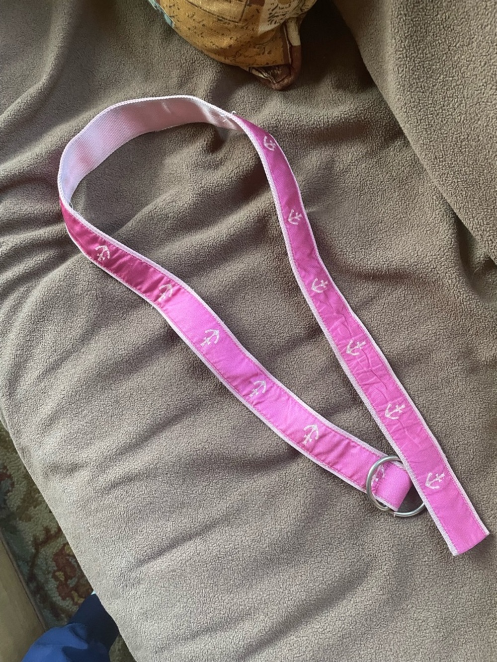 Pink Anchor Embroidered Fabric Belt Medium
